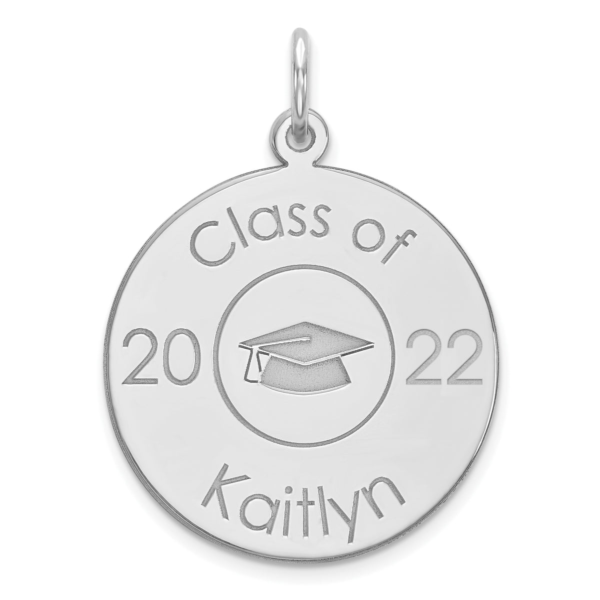 14k White Gold Personalized Graduation Charm