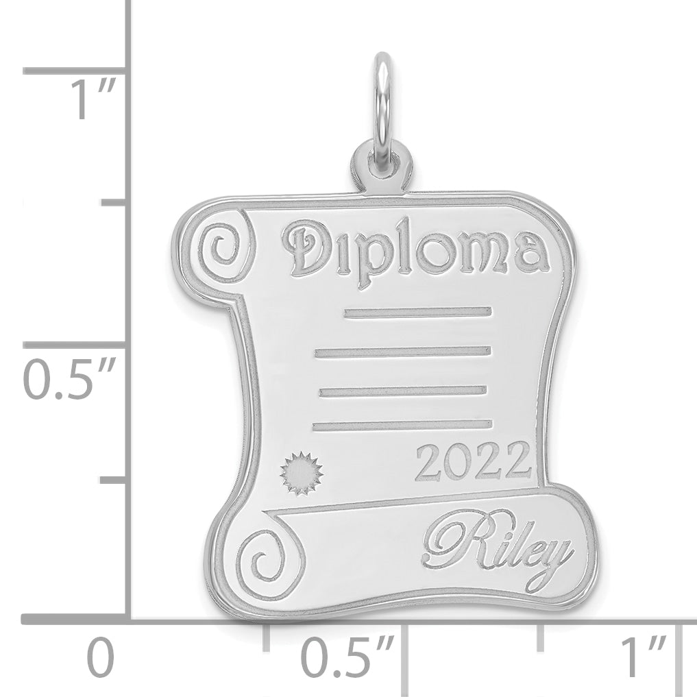 14k White Gold Personalized DIPLOMA Charm