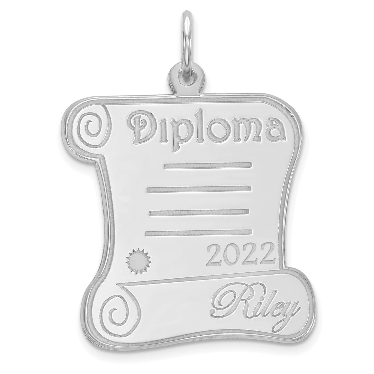 14k White Gold Personalized DIPLOMA Charm