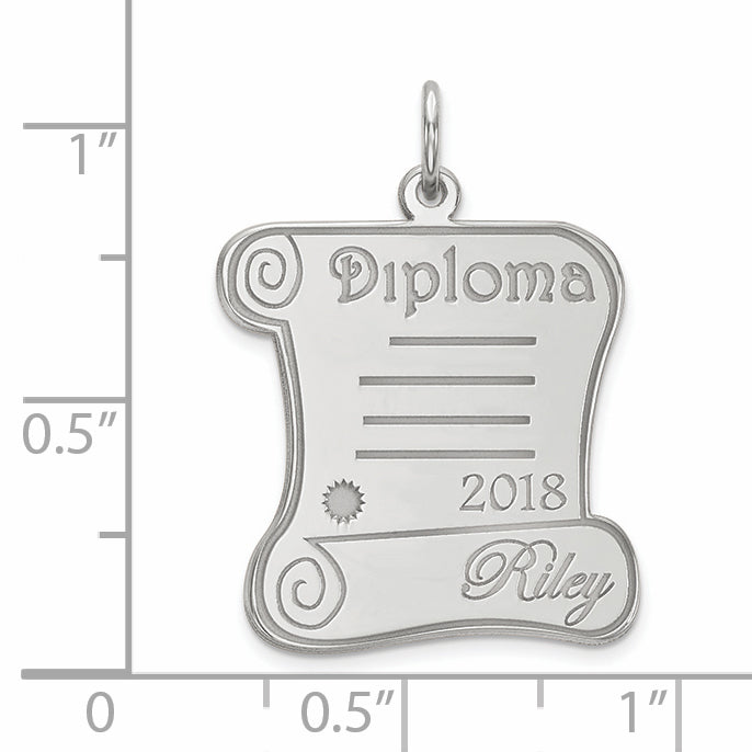 14k White Gold Personalized DIPLOMA Charm