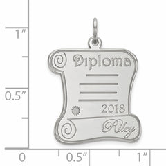 14k White Gold Personalized DIPLOMA Charm