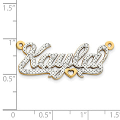 14KY and Rhodium 3D Diamond Name Plate