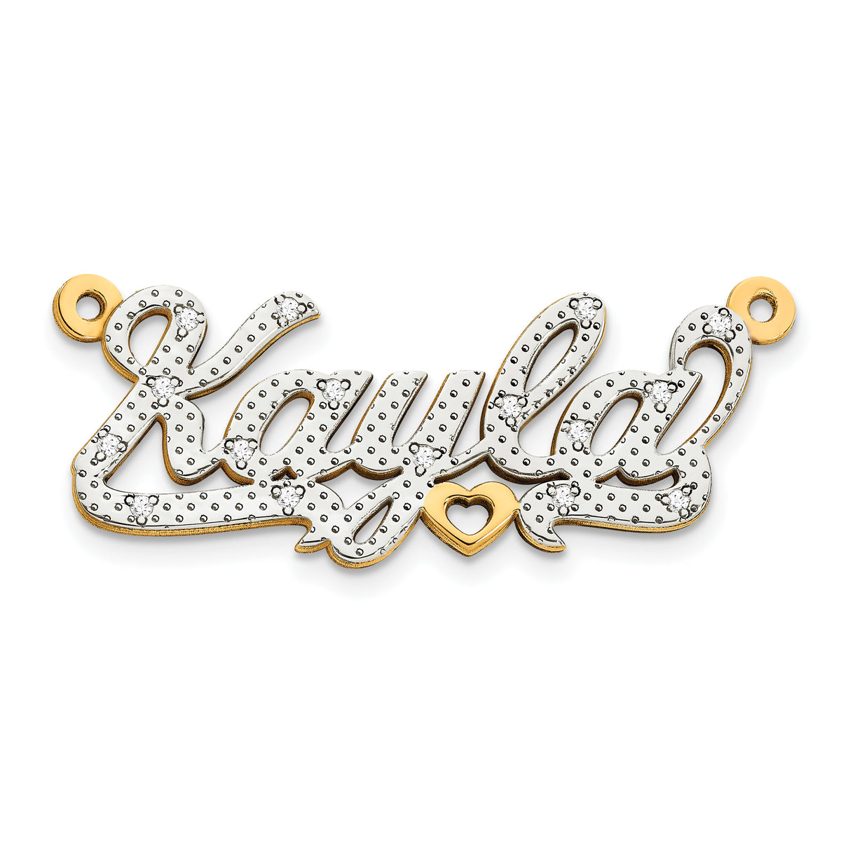 14KY and Rhodium 3D Diamond Name Plate