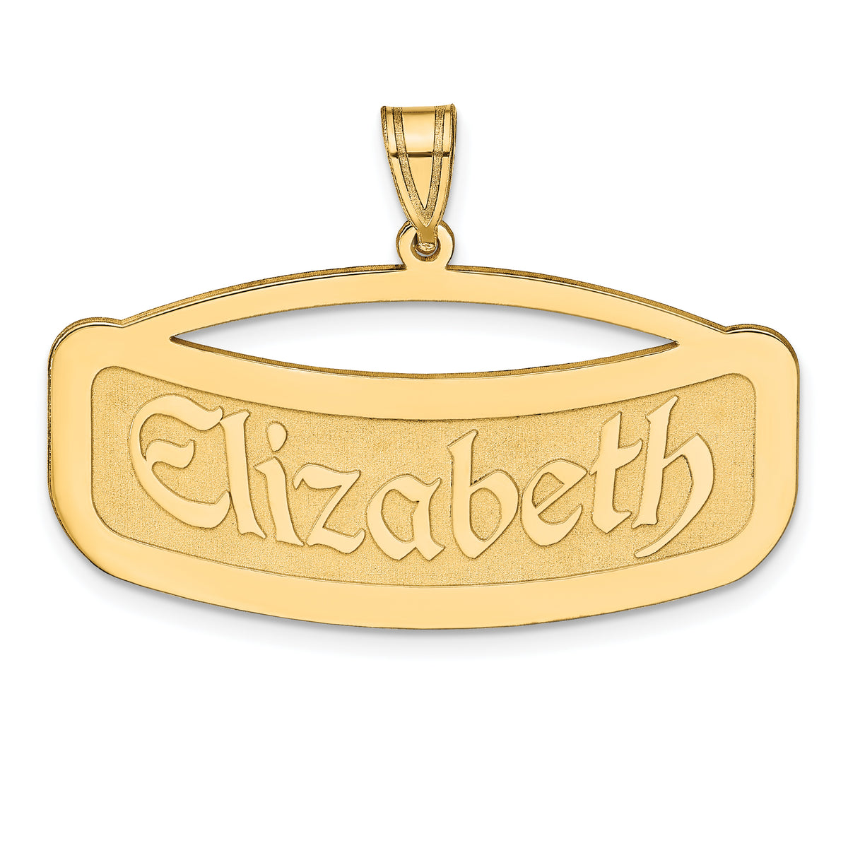 14K Curved Name Plate Pendant