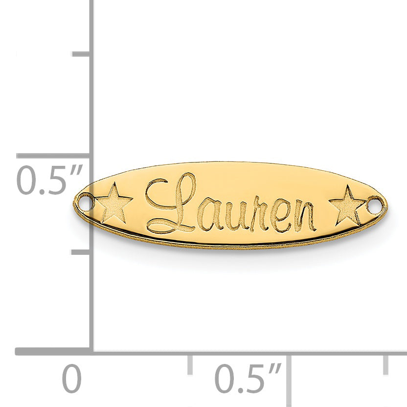 14K Small Oval with Stars Name Plate