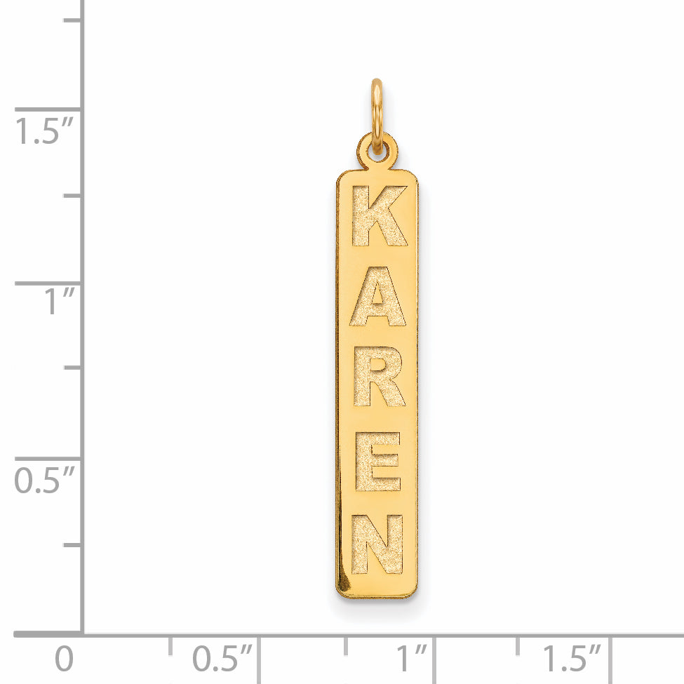 14K Large Vertical Personalized Bar Charm