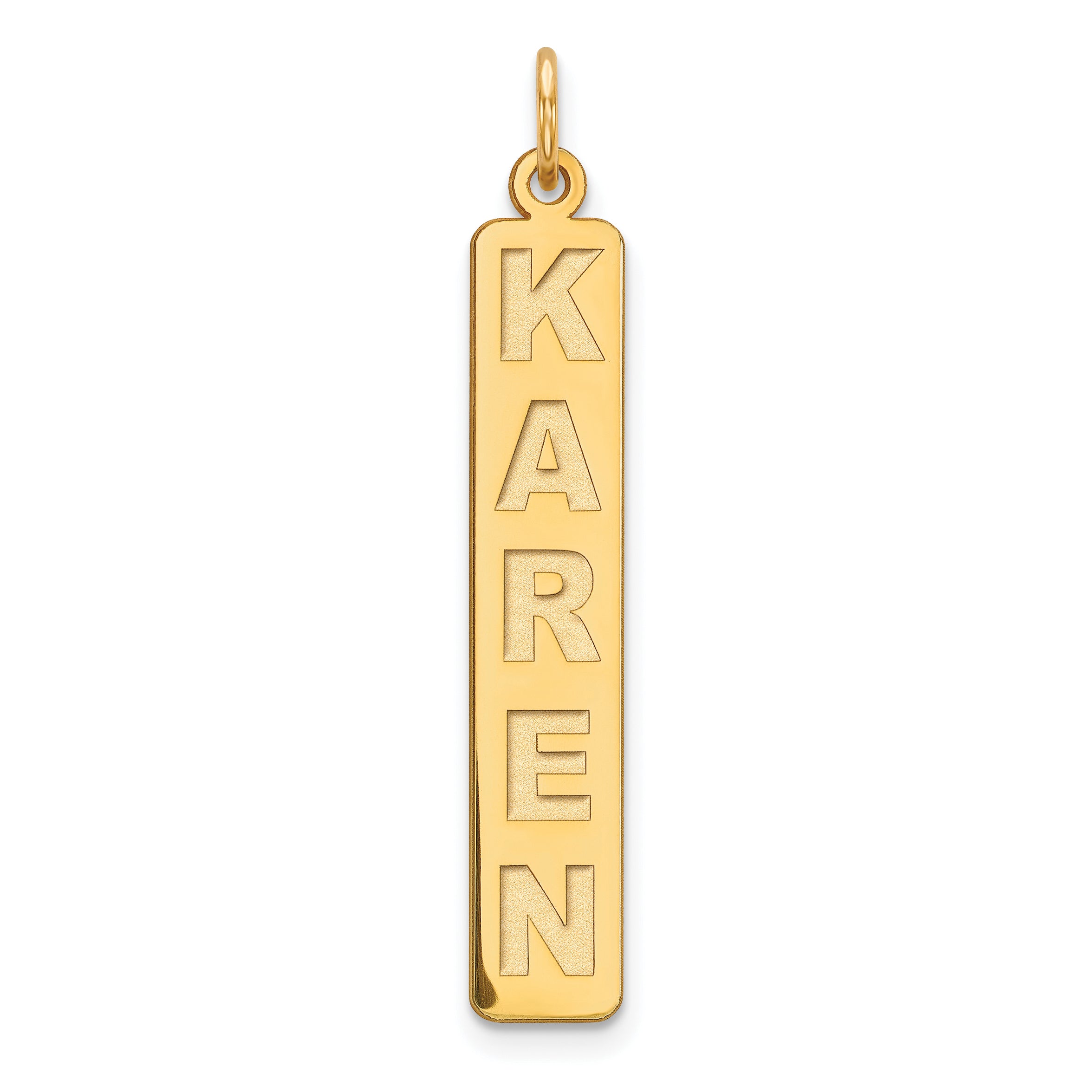 14K Large Vertical Personalized Bar Charm