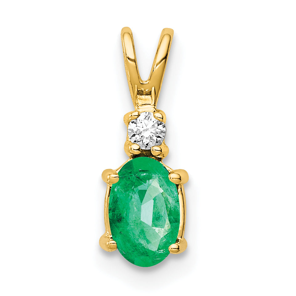 14K Emerald Diamond pendant