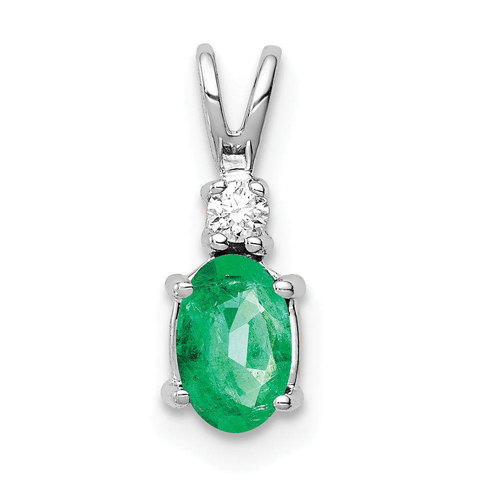 14K White Gold Emerald Diamond pendant