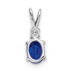 14k White Gold 6x4mm Oval Sapphire AA Diamond pendant