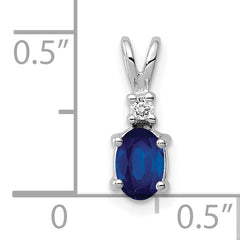 14k White Gold 6x4mm Oval Sapphire AA Diamond pendant