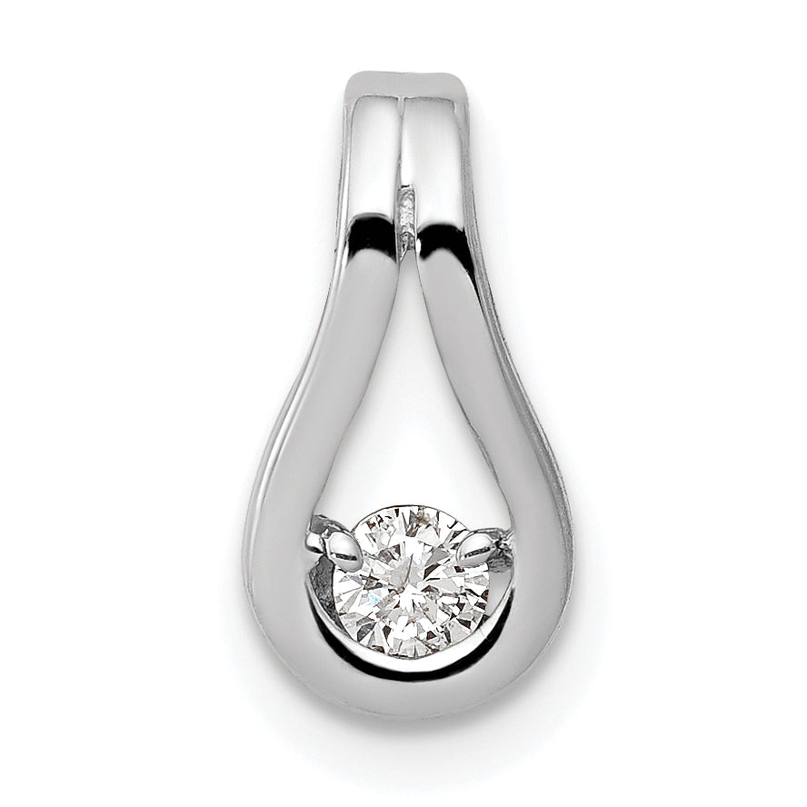 14k White Gold 2.8mm AA Diamond Teardrop Shape Slide Pendant