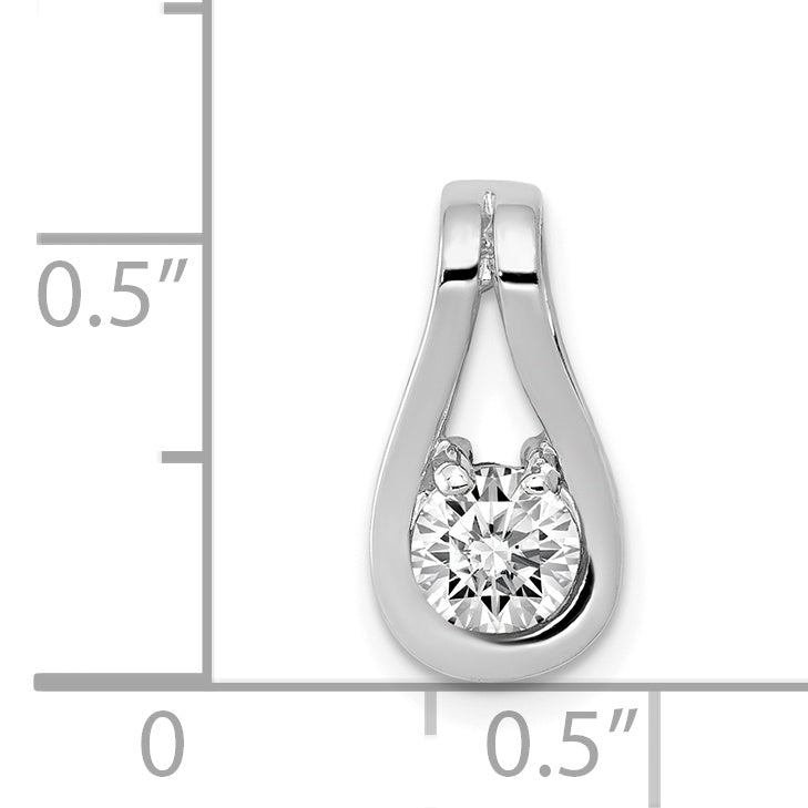 14K White Gold 4.7mm AA Diamond Teardrop Shape Slide Pendant