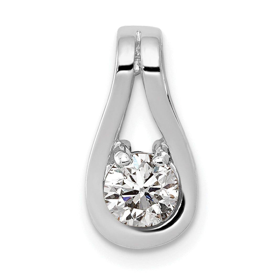 14k White Gold 4.7mm VS Diamond Teardrop Shape Slide Pendant