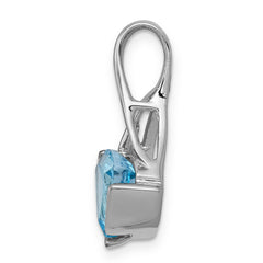 14K White Gold 8mm Blue Topaz Pendant