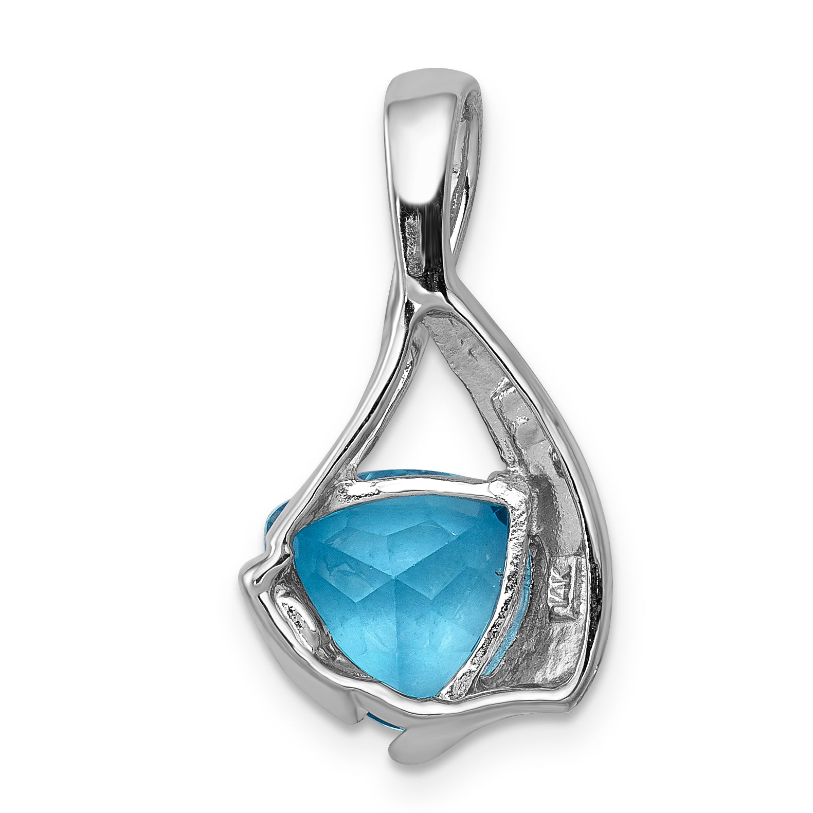 14K White Gold 8mm Blue Topaz Pendant