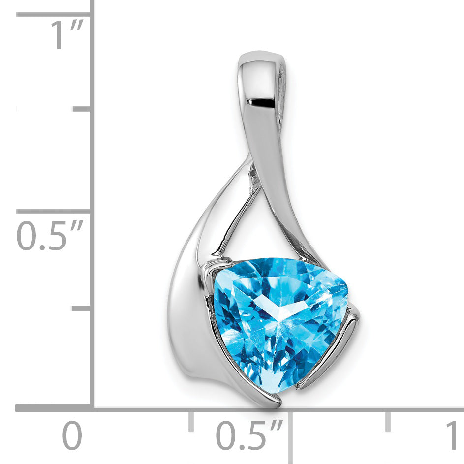 14K White Gold 8mm Blue Topaz Pendant