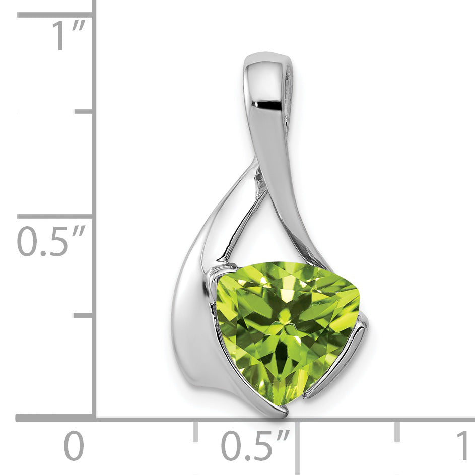 14K White Gold 8mm Peridot pendant