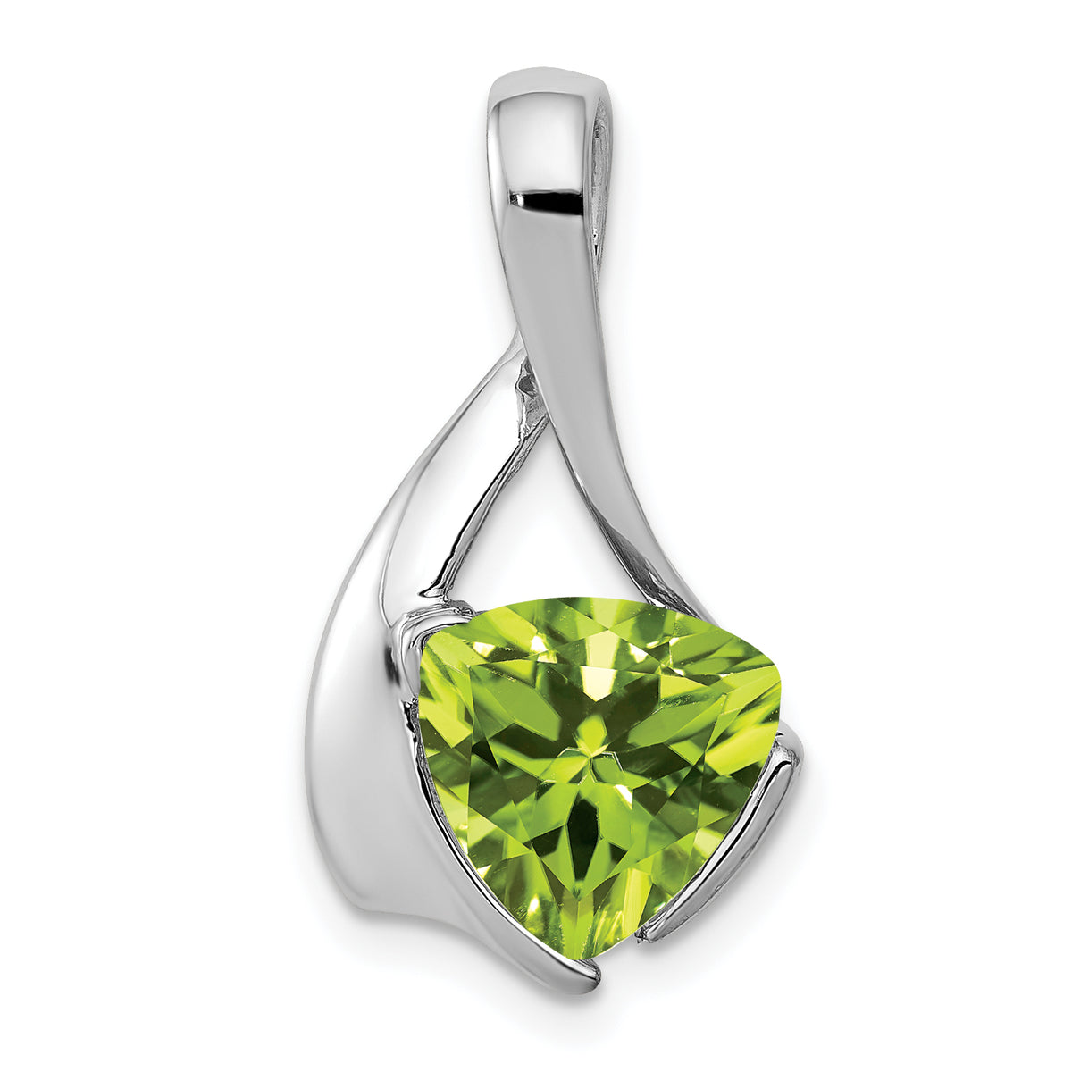 14k White Gold 8mm Peridot Pendant