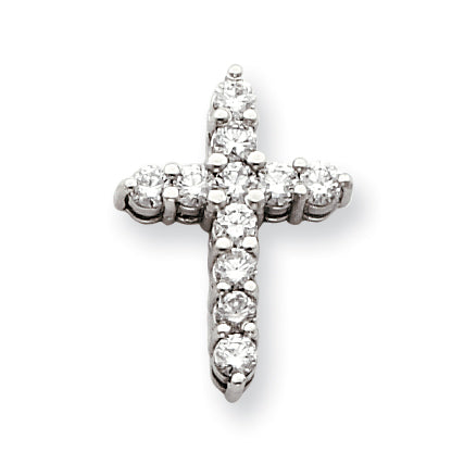 14k White Gold AA Diamond Cross Pendant