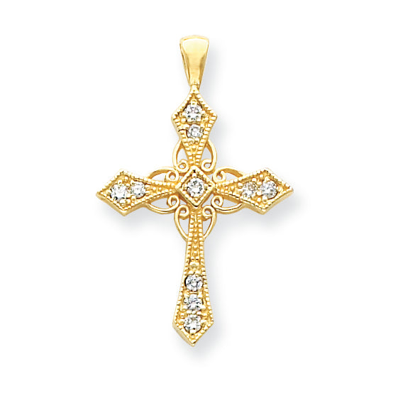 14k AA Diamond Cross Pendant