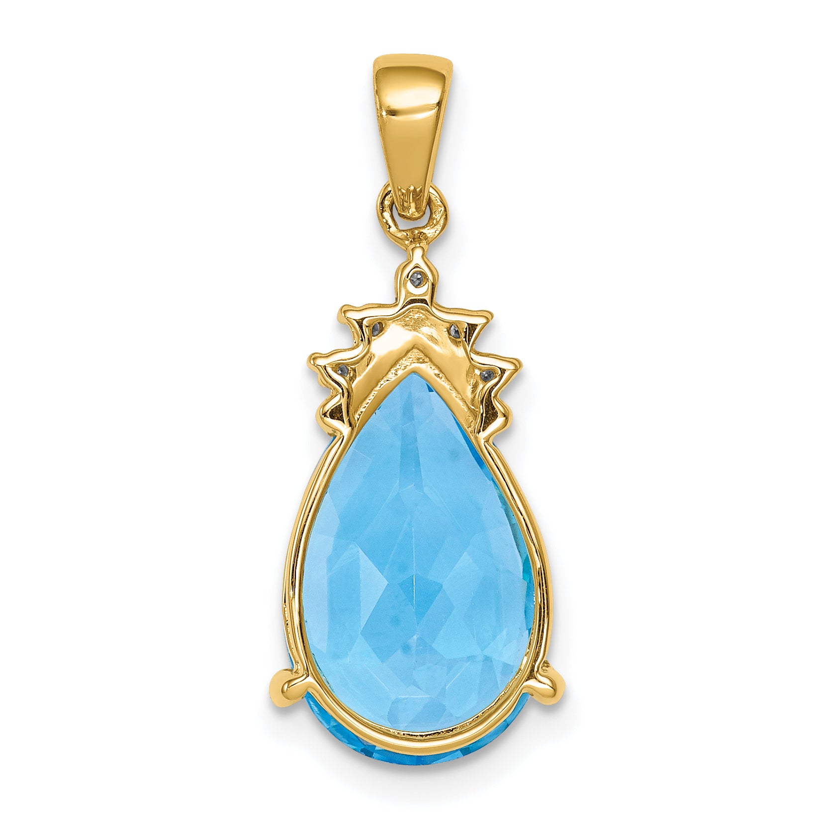 14k Blue Topaz & Diamond Pendant