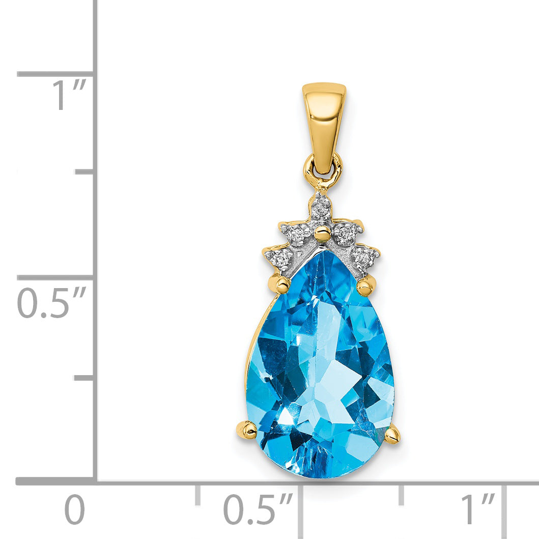 14k Blue Topaz & Diamond Pendant