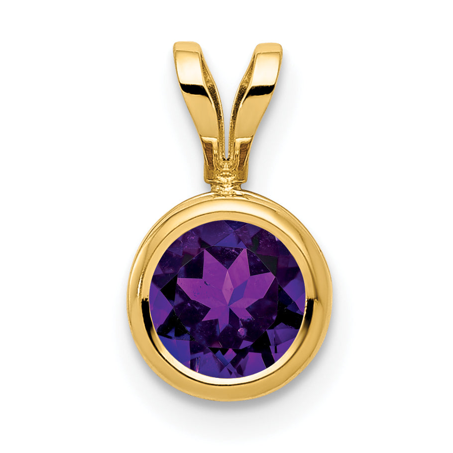 14k 6mm Amethyst bezel pendant