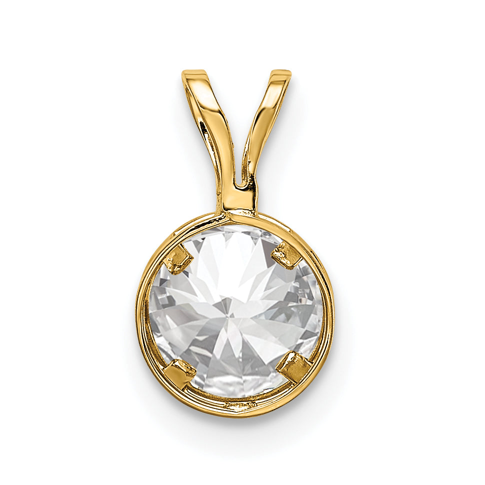 14K 6mm Cubic Zirconia bezel pendant