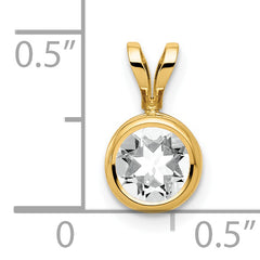 14K 6mm Cubic Zirconia bezel pendant