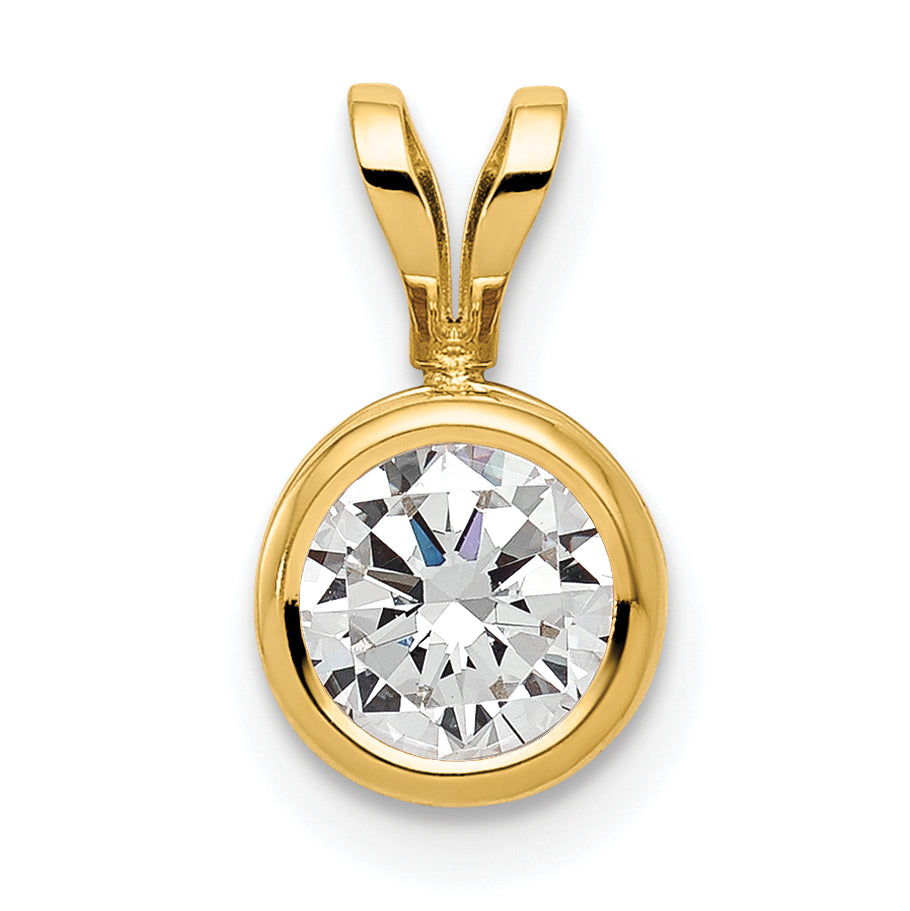 14k 6mm Cubic Zirconia bezel pendant