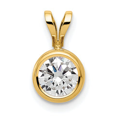 14k 6mm Cubic Zirconia bezel pendant