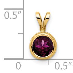 14K 6mm Rhodolite Garnet bezel pendant