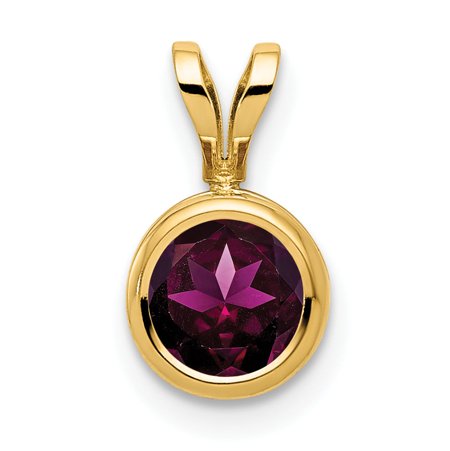 14k 6mm Rhodolite Garnet bezel pendant