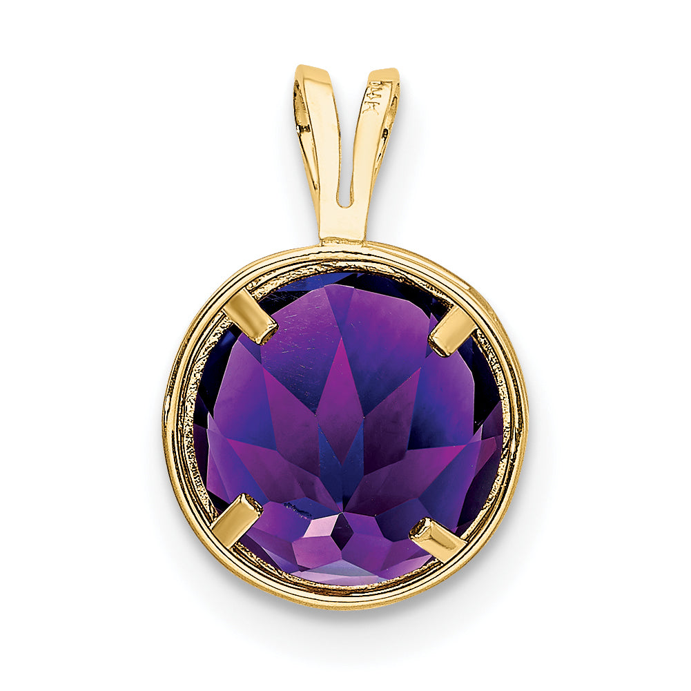 14K 8mm Amethyst bezel pendant