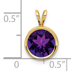 14K 8mm Amethyst bezel pendant