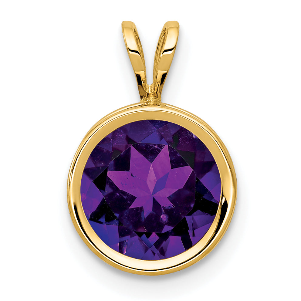 14k 8mm Amethyst bezel pendant