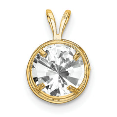 14K 8mm Cubic Zirconia bezel pendant