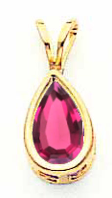 14K 8x5mm Pear Rhodolite Garnet bezel pendant