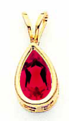 14K 8x5mm Pear Ruby bezel pendant