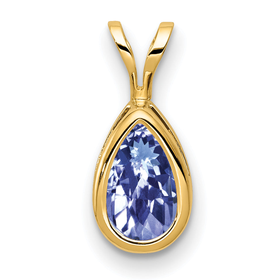 14K 8x5mm Pear Tanzanite bezel pendant