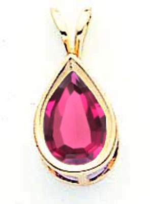 14K 9x6mm Pear Rhodolite Garnet bezel pendant