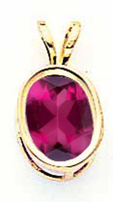 14K 8x6mm Oval Rhodolite Garnet bezel pendant