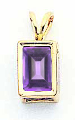 14K 7x5mm Emerald Cut Tanvorite bezel pendant