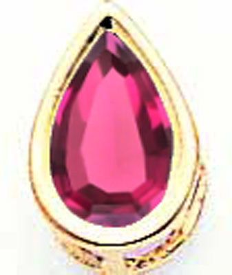 14K 9x6mm Pear Rhodolite Garnet bezel pendant