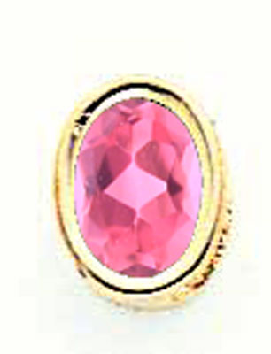 14K 7x5mm Oval Pink Tourmaline bezel pendant