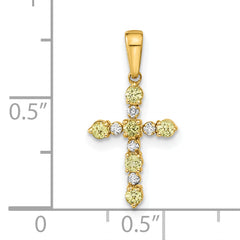 14k Peridot and Diamond Cross Pendant