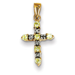 14K Peridot & Diamond Cross Pendant