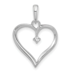 14K White Gold Diamond Heart Pendant