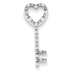 14K WG Dia Heart Key Pendant